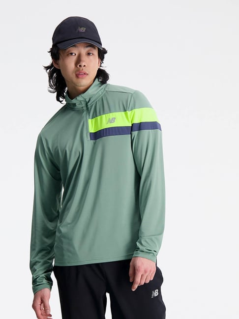 New Balance Green Cotton Regular Fit Sports T-Shirt