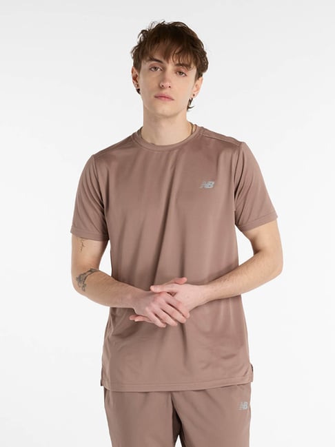 New Balance Brown Cotton Regular Fit Self Pattern Sports T-Shirt-picture-25