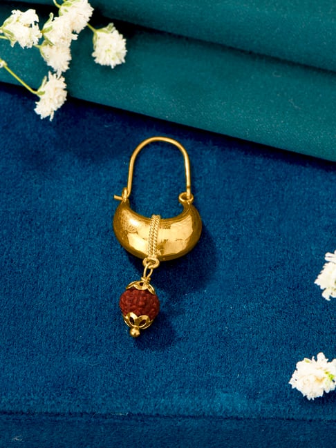 P.N.Gadgil Jewellers Rudraksh 22 Karat (916) Yellow Gold Earring for Men