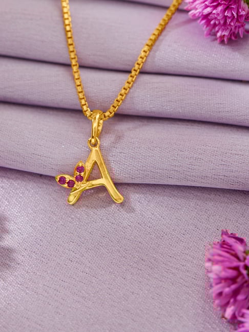 P.N.Gadgil Jewellers Alphabate A 22 Karat (916) Yellow Gold Pendant Pendant for Women