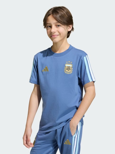 Adidas Blue Cotton Regular Fit Sports T-Shirt