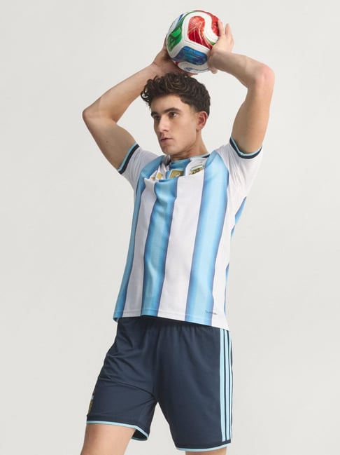 Adidas White & Blue Slim Fit Striped Jersey-picture-37