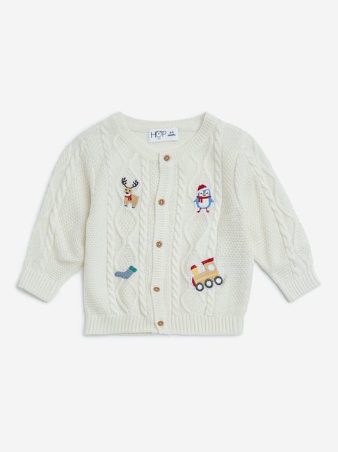 HOP Baby by Westside Off-White Knit-Textured Cardigan-picture-30