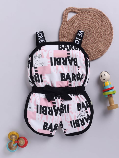 Moms Love Girls Black Cotton Printed Jumpsuit