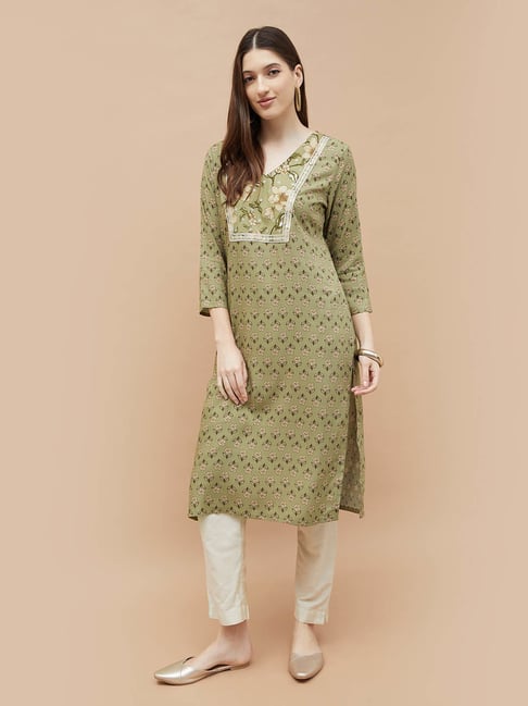 Melange By Lifestyle Sage Regular Fit Floral Print Kurta-picture-41