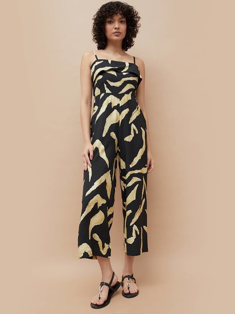 Ginger By Lifestyle Black Regular Fit Printed Jumpsuit