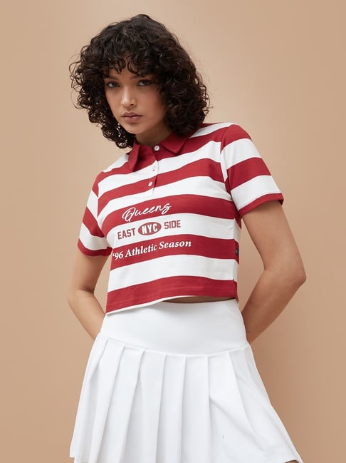 Kappa Red Cotton Regular Fit Striped Polo T-Shirt-picture-24