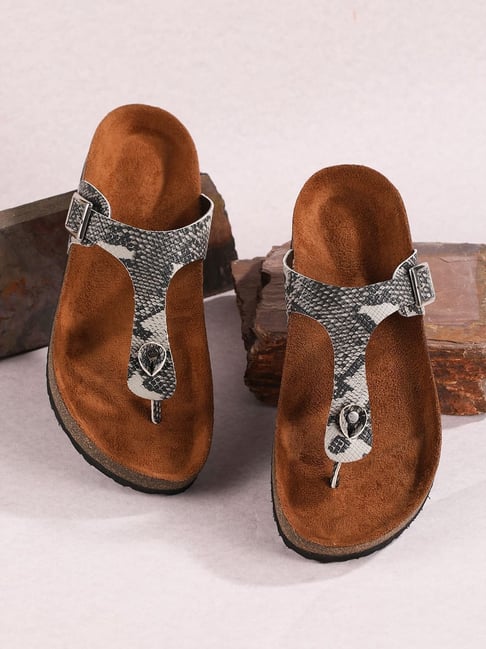 Mozafia Women's Grey T-Strap Sandals-picture-14