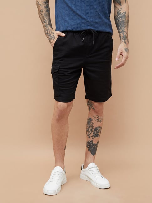 Fame Forever By Lifestyle Black Cotton Regular Fit Shorts