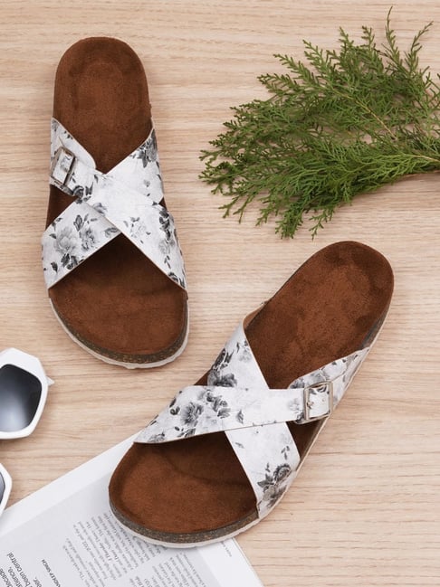 Mozafia Women's White Cross Strap Sandals-picture-16