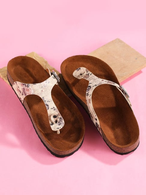 Mozafia Women's Cream T-Strap Sandals-picture-16