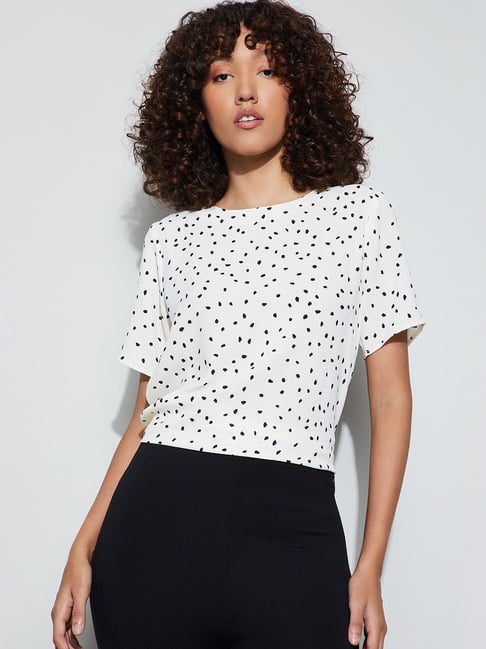 Code By Lifestyle Beige Regular Fit Printed Top-picture-32