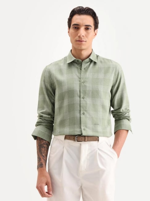 Rare Rabbit Olive Checked Regular Fit Shirt-picture-25