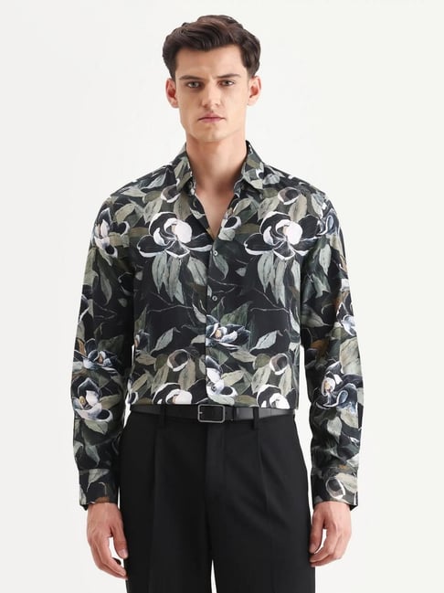 Rare Rabbit Green Printed Regular Fit Shirt-picture-10