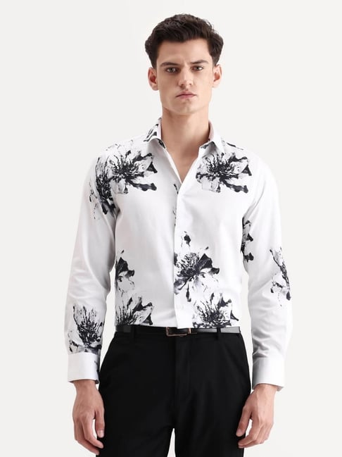 Rare Rabbit White Cotton Printed Regular Fit Shirt-image-20