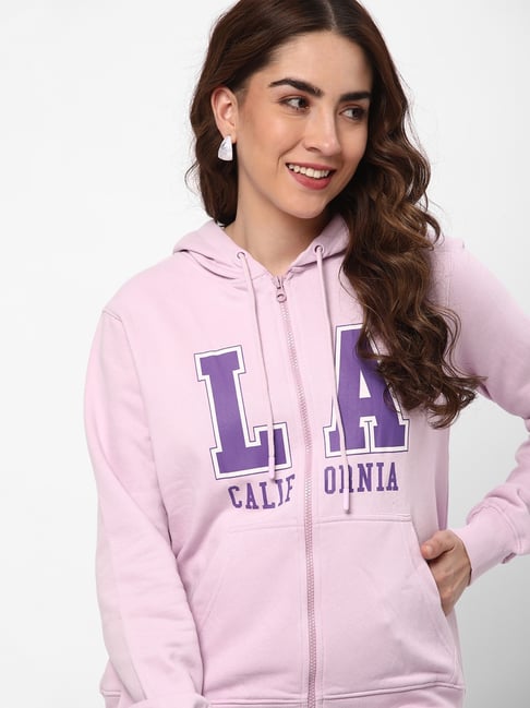 R&B Lavender Cotton Graphic Print Hooded Jacket-picture-35