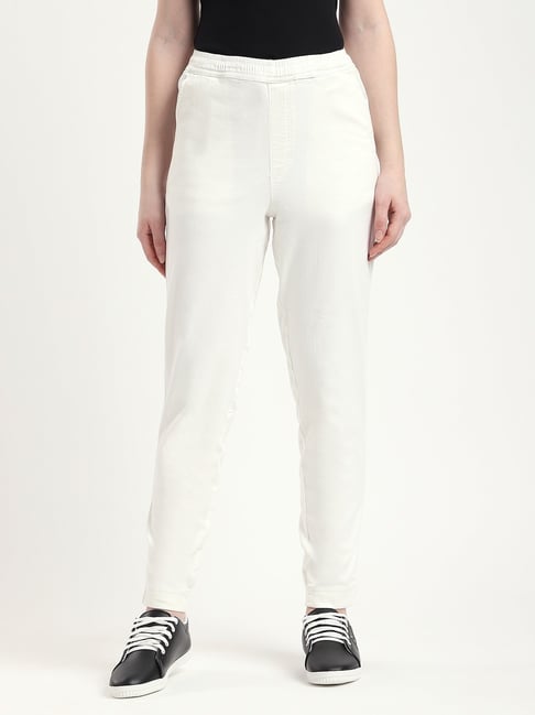 R&B Ivory Cotton Relaxed Fit Mid Rise Jeans-picture-10