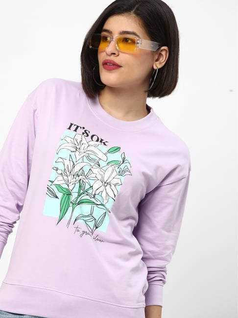 R&B Lavender Regular Fit Cotton Graphic Print Sweatshirt-picture-13