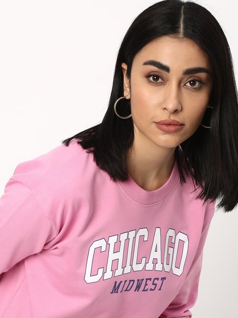 R&B Pink Regular Fit Cotton Graphic Print Sweatshirt-picture-35