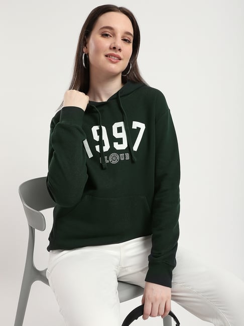 R&B Olive Relaxed Fit Cotton Graphic Print Hoodie-picture-38