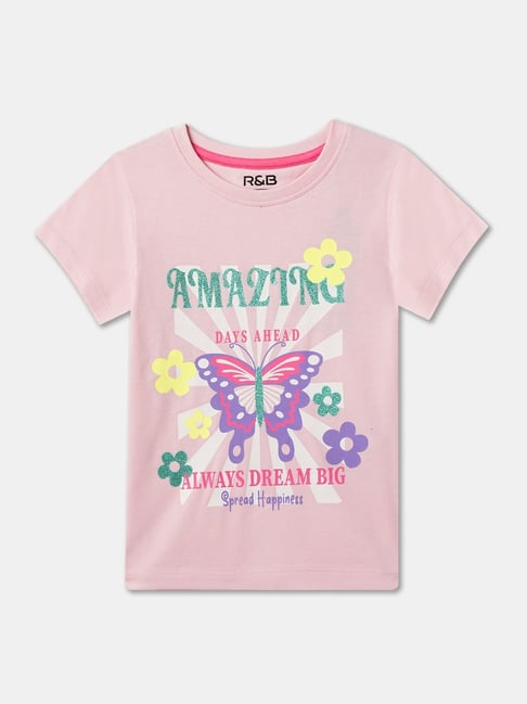 R&B Kids Light Pink Graphic Print Regular Fit T-Shirt-picture-30