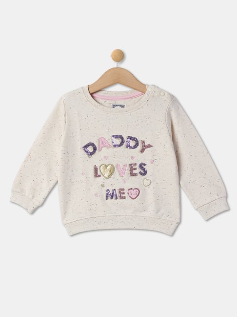 R&B Kids Beige Embellished Regular Fit Sweatshirt