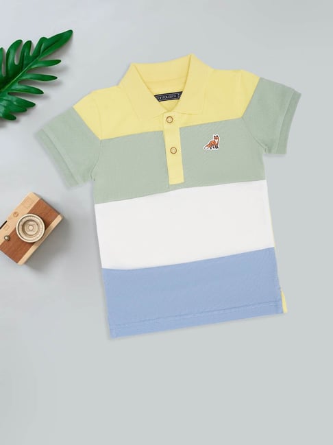 Pantaloons Baby Boys Pale Banana Color Block Polo T-Shirt