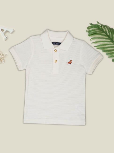Pantaloons Baby Boys White Swan Textured Polo T-Shirt