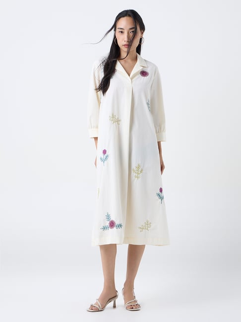 cotton dress westside Buy LOV White Floral Printed A-Line Cotton Dress from Westside