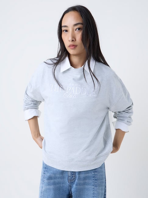 LOV by Westside Grey Text Printed Cotton-Blend Sweatshirt-picture-41