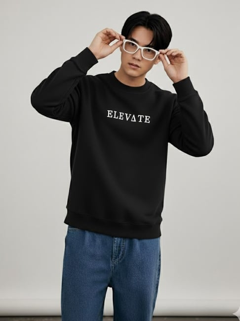 Rigo Black Fleece Printed Regular Fit Sweatshirt-picture-34