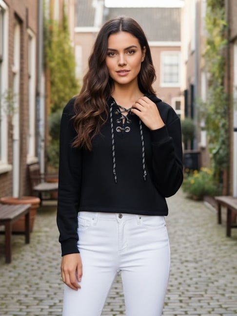 Rigo Black Fleece Solid Regular Fit Sweatshirt-picture-43