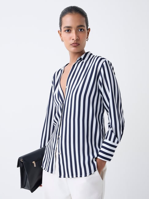 Wardrobe by Westside White Striped Shirt-picture-47