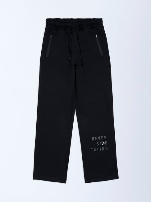 Y&F Kids by Westside Black Typographic Mid-Rise Pants