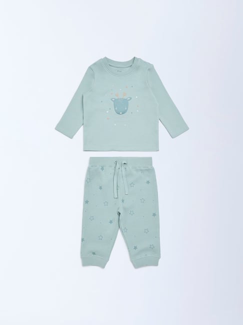 HOP Baby by Westside Sage Animal Design Cotton T-Shirt and Joggers Set-picture-39
