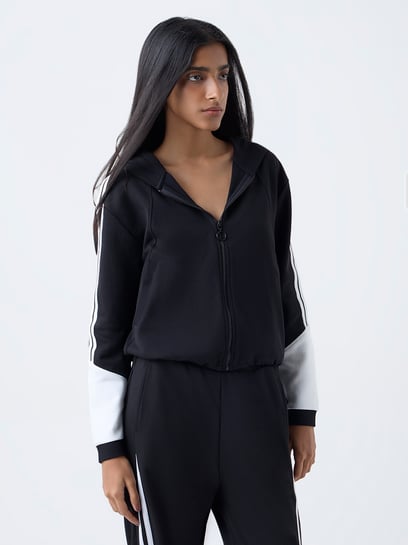 Studiofit by Westside Black Striped Hooded Jacket