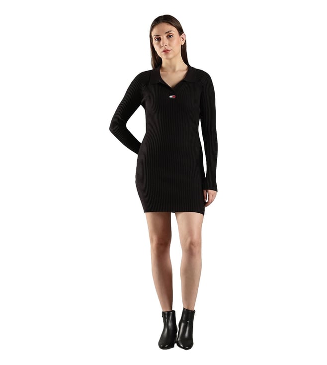 Tommy Hilfiger Black Cotton Slim Fit Dress