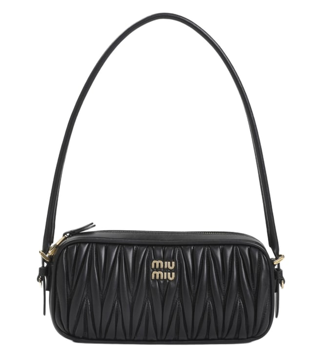 MIU MIU Black matelasse Shoulder Bag