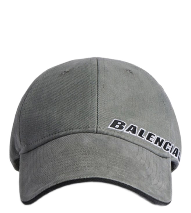 Balenciaga Dark Grey Embroidered Logo Baseball Cap