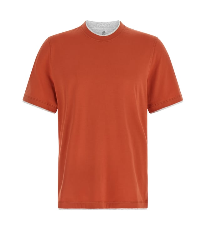 Brunello Cucinelli Orange Double Layer T-Shirt