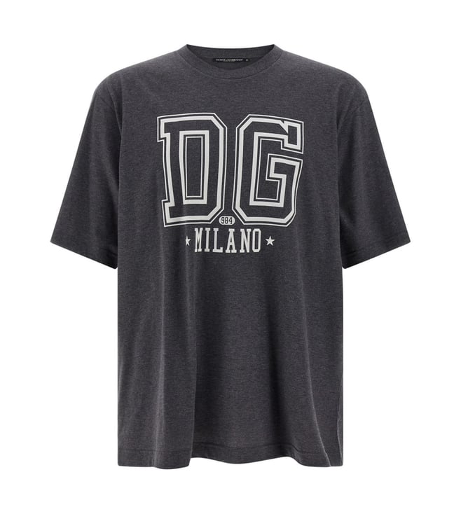 DOLCE&GABBANA Tシャツ Dolce & Gabbana Grey Flocked Print T-Shirt