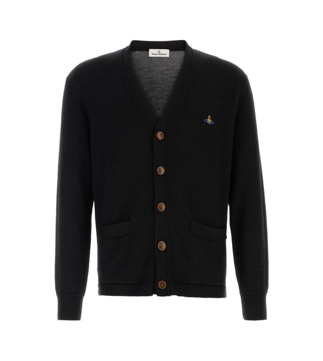 Vivienne Westwood Black V-Neck Logo Cardigan