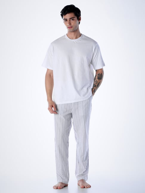 Jack & Jones Cloud DancerStriped Cotton Regular Fit Nightsuit
