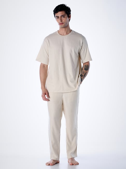 Jack & Jones Parchment Solid Cotton Regular Fit Nightsuit