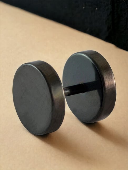 OOMPH Black Black DumbBell Stud Earring for Men
