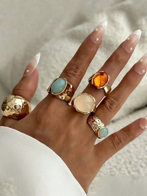 OOMPH Gold Boho Retro Cocktail Ring for Women