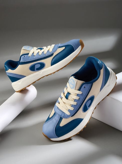 Campus Men ASEND Cream & Medium Blue Casual Sneakers