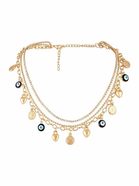 OOMPH Gold Evil Eye Goodluck Charm Choker Necklace for Women