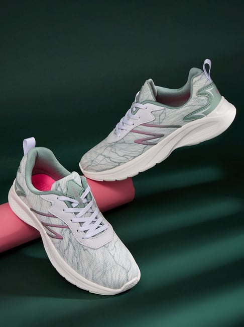Campus Women TERRA White & Sea Green Running Shoes