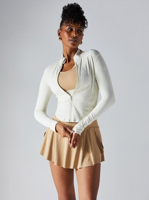 Cava Athleisure Ivory Nylon Sports Jacket